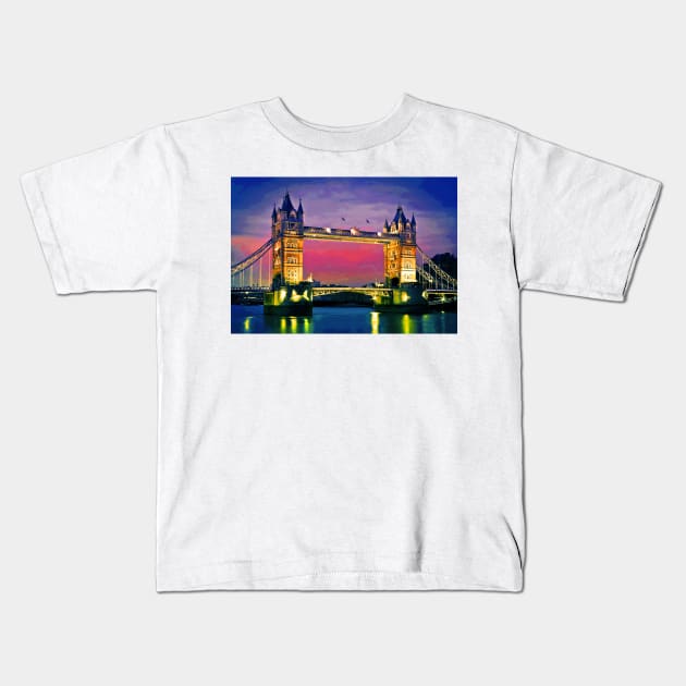 TOWER BRIDGE Kids T-Shirt by terryhuey
